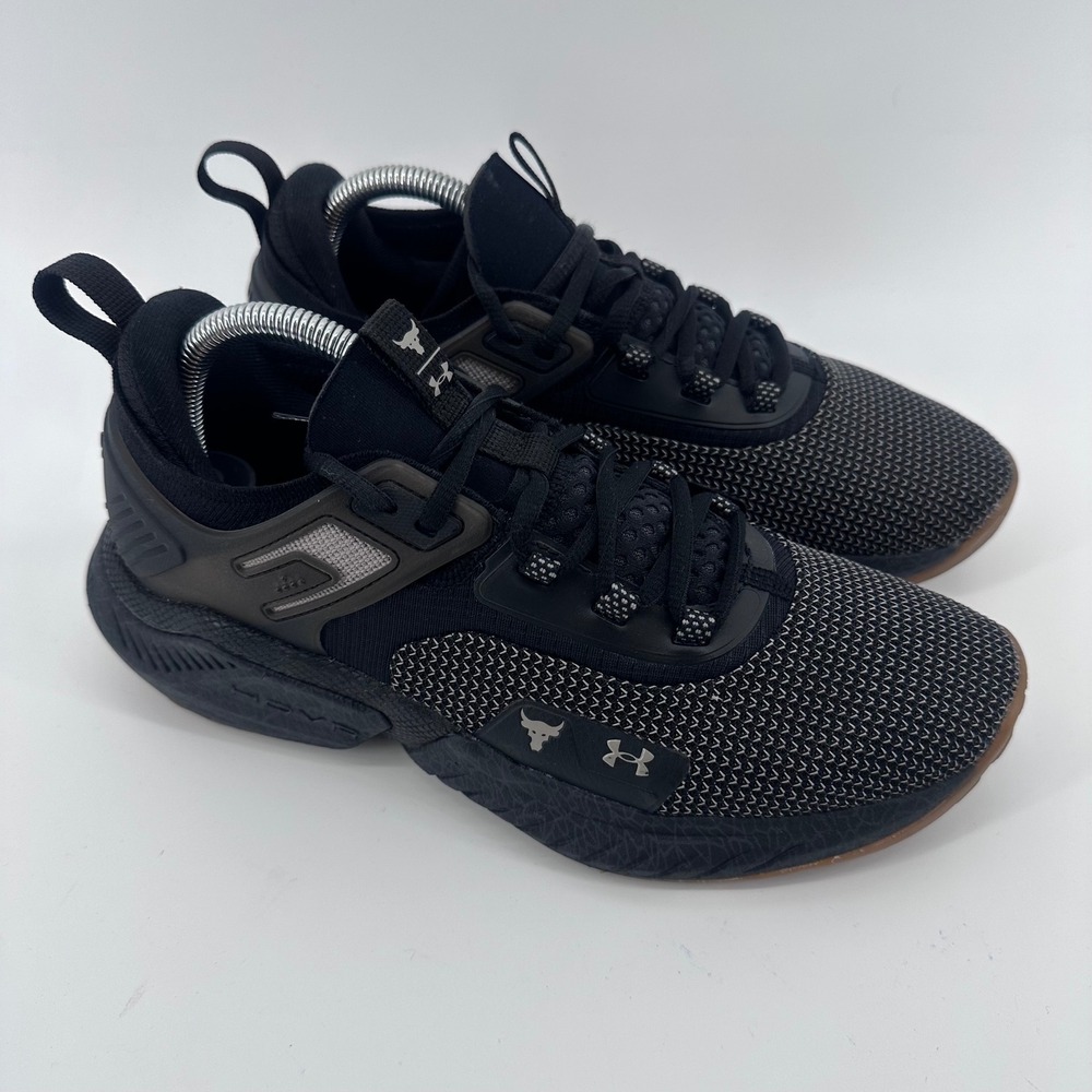 Under Armour Project Rock 5 Training Shoes Mens Size 7.5 Black White 3026074-001